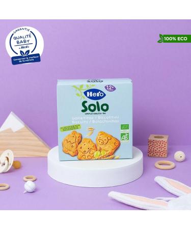 Hero Solo BIO - Animal Biscuits Snack for Babies from 12 Months - 100% Organic and Natural Palm Oil Free - Pack of 5 x 100 g - Buy Online on GoSupps.com