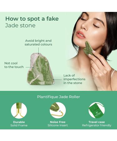 Plantifique Premium Certified Jade Roller Gift Set with Anti Aging Face Roller and Gua Sha - Facial Tool for Skincare Routine - Buy Online on GoSupps.com