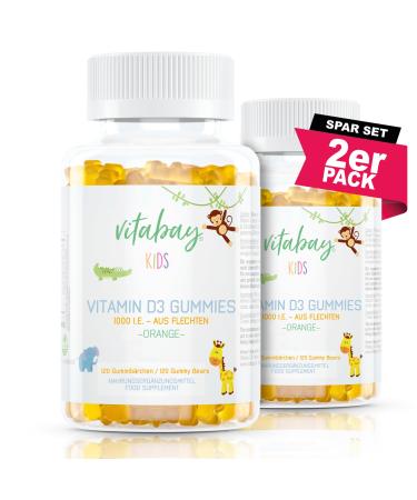 Vitabay vitamin D3 children - 240 vegan vitamin D 3 1000 IE vitamin rubber - children vitamins rubber vitamin D children immune system strengthen children vitamin d gummy bears vitamin d3 d vitamin children 240 pieces (1 Pack)