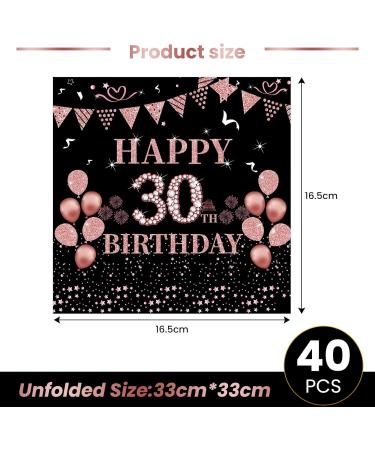 40 Rose Gold Napkins - 30th Birthday Party Decor | 33x33cm Paper Napkins for Men & Women - Buy Online on GoSupps.com