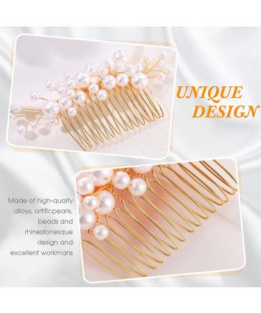 Elegant 9-Piece Pearl Bride Wedding Hair Comb & Pins Set - Gold Bridal Hair Accessories - Buy Online on GoSupps.com
