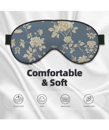 Blue and Yellow Floral Light Blocking Eye Mask | Soft Adjustable Sleep Mask for Travel & Yoga - Buy Online on GoSupps.com