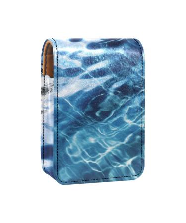 Travel Lipstick Organizer Case Lipstick Case Portable Makeup Bag With Mirror Sea Water Blue Cool Summer L308t5mhqc
