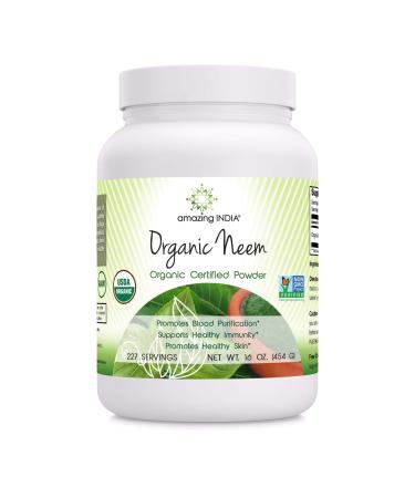Amazing India USDA Certified Organic Neem Powder (Non-GMO) 16oz - Promotes Blood Purification, Healthy Immunity & Healthy Skin