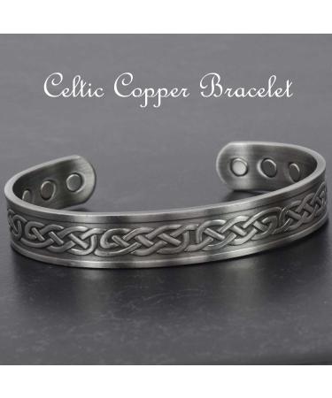 Holistic Magnets Copper Magnetic Bracelet for Arthritis & Tendinitis - Celtic Knot Design Antique Silver - Unisex Healing Wrist Jewelry (19.5-22.5cm) - Buy Online on GoSupps.com