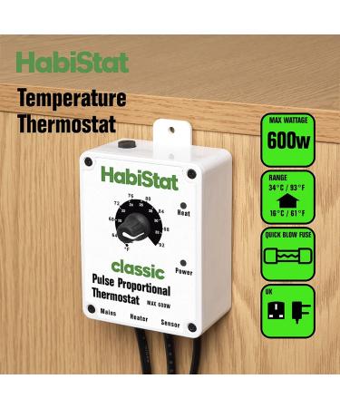 Habistat - Classic On/Off Temperature Thermostat - White - 600w - Accurate Dial - Easy To Use - Ideal For Controlling Heat Mats - Buy Online on GoSupps.com