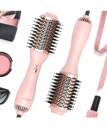 Hot Blow Hair Dryer Brush: Upgraded Plus 2.0 Hot Air Brush - One-Step HairDryer Styler and Volumizer 4 in 1 for Drying Straightening Curling Volumizing Hair - Fight Frizz and Add Volume Pink