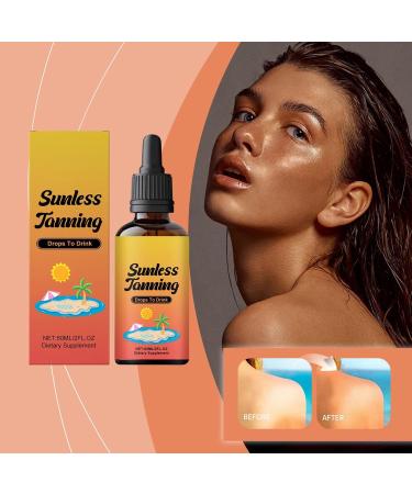 Zegaqae Sunless Tanning Drops To Drink 60 ml tanning drops moisturizing tanning oil for body and face longlasting nutritious tanning drops for the body - Buy Online on GoSupps.com