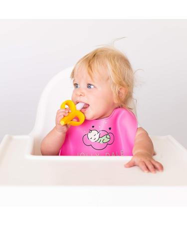 Jolly Dale Baby Teething & Feeding Set- Silicone Bib, Banana Teether, Mesh Food Feeder Pacifier - Pink - For Babies & Toddlers - Buy Online on GoSupps.com
