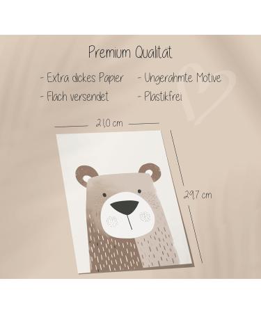 Lavema Baby Room Decoration | Beige Animal Posters for Kids | A4 Kids Room Wall Art | Decorative Prints for Girls & Boys - Buy Online on GoSupps.com