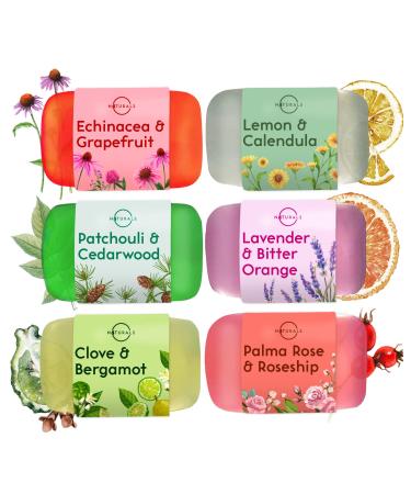 O Naturals Luxury Glycerin Variety Botanical 6 Pack Face Body Hands 100% Vegan Bar Soap Fabulous Sent Essential Oils Cleansing Moisturizing Natural Organic Ingredients Gift Pack Him & Her 4.2oz Each