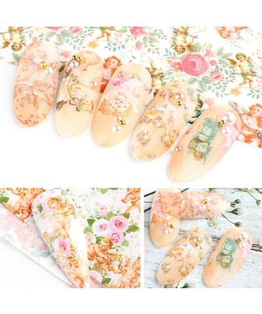 Nail Art Supplies Baroque Full Wrap Cupid Rose Flower Angel Transfer Stickers Decals Nail Foils(10) - Buy Online on GoSupps.com