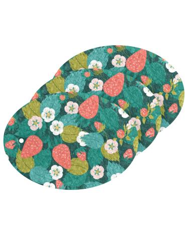 3-Pack Cleaning Kitchen Sponges Oval Red Berries Green Leaves Kitchen Cellulose Dishwashing Wood Pulp Cotton