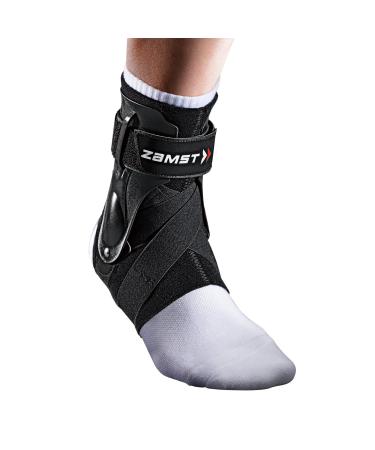 Zamst A2-DX Sports Ankle Brace with Protective Guards For High Ankle Sprains and Chronic Ankle Instability-for Basketball  Volleyball  Lacrosse  Football-Black  Size  Right and Left Specific Medium - Left Black