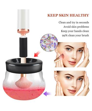 DOTSOG Makeup Brush Cleaner Dryer Machine | Automatic Brush Spinner with 8 Collars | Wash and Dry Brushes in Seconds | Includes 50ml Cleanser (White) - Buy Online on GoSupps.com