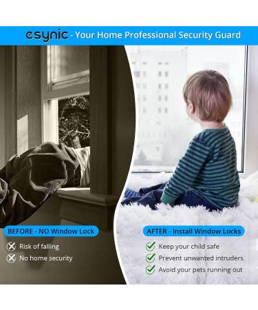 eSynic 4pcs Window Safety Restrictors with Keys - White UPVC Window Security Locks for Child Safety - Ideal for Home and Public Use - Buy Online on GoSupps.com