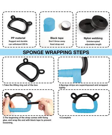 EXQ Home Kids Gymnastic Rings with Adjustable Straps - 220lb Capacity - Blue Standard - Buy Online on GoSupps.com