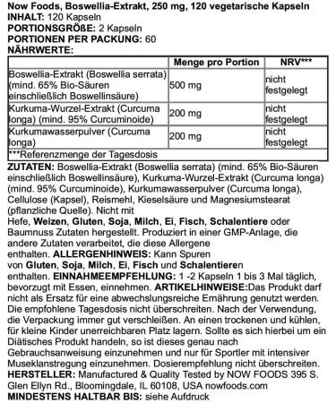 Now Foods Boswellia Extract 250 mg - 120 Vegan Capsules | Joint & Inflammation Support - Buy Online on GoSupps.com