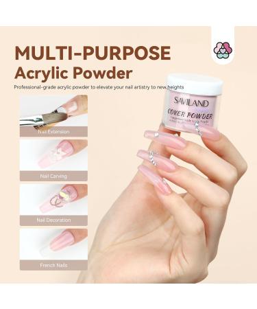 Saviland Acrylic Powder Set | Professional Nude Pink & Clear White Acrylic for Manicure | Nail Extension Kit for Beginners | 0.5oz*6 - International Shipping Available - Buy Online on GoSupps.com