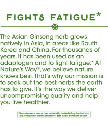 Nature's Way Asian Ginseng 120mg Capsules - Vegan Formula for Fighting Fatigue - 100 Count - Buy Online on GoSupps.com