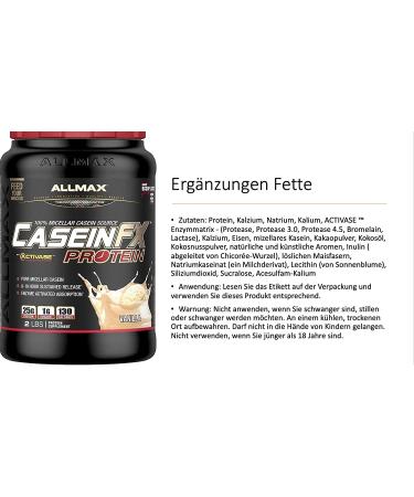 ALLMAX Nutrition CaseinFX 100% Micellar Casein Protein - Vanilla, 2 lbs (907g) | Slow-Digesting High-Quality Protein - Buy Online on GoSupps.com