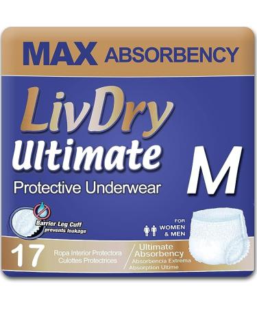 LivDry Ultimate Adult Incontinence Underwear High Absorbency Leak Cuff Protection Medium 17-Pack - Buy Online on GoSupps.com