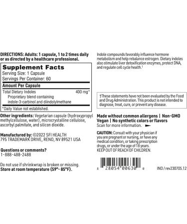 Klaire Labs Indole Forte - DIM & Indole-3-Carbinol Detox Support - 60 Capsules - Buy Online on GoSupps.com