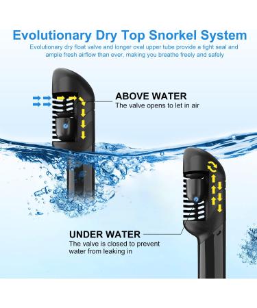 Professional 4-in-1 Snorkel Set for Adults | Adjustable Dive Flippers, Anti-Fog Mask, Dry Top Snorkel & Earplugs | Ideal for Snorkeling, Swimming & Scuba Diving | Black Large-X-Large - Buy Online on GoSupps.com