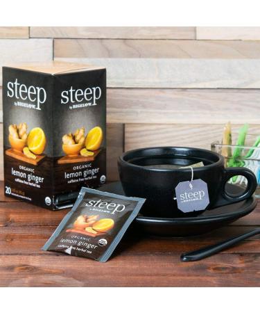 steep by Bigelow Organic Lemon Ginger Herbal Tea Bags 20 Count Box (Pack of 6) Caffeine Free Herbal Tea 120 Tea Bags Total Ginger Lemon - Buy Online on GoSupps.com