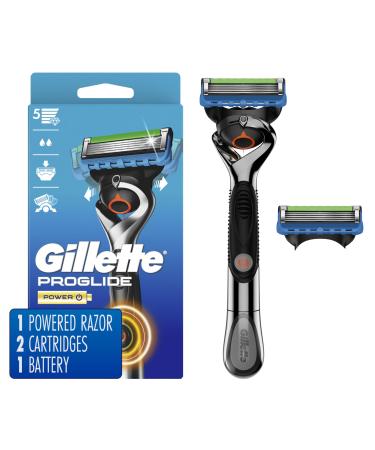 Gillette ProGlide Power Mens Razor Handle 2 Blade Refill 1 Battery