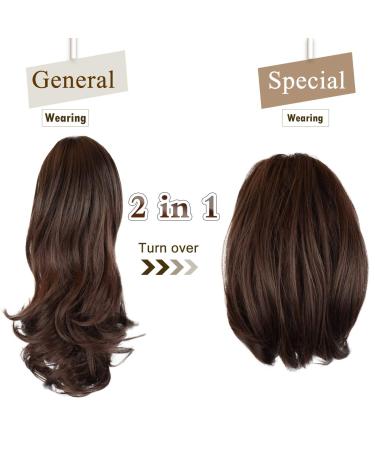 Sofeiyan 33cm Curly Ponytail Extension - Natural Looking Clip-In Hairpiece for Women - Dark Brown & Strawberry Blonde Mix - Buy Online on GoSupps.com