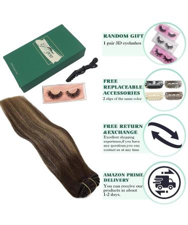 GOO GOO Handmade Real Human Hair Extensions 16 Chocolate Brown to Caramel Blonde Balayage 4/27/4 - Soft & Natural Clip-in Hair Extensions for Women - 7pcs 120g - Buy Online on GoSupps.com