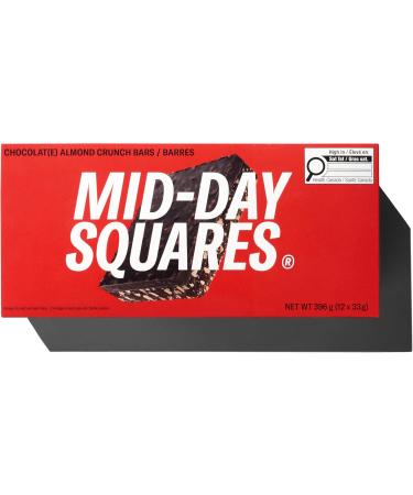 Mid-Day Squares Almond Crunch Bars 33g each 3 Packs (36 Squares) | Made with Real Chocolate 6g Plant Protein 4g Fiber Gluten Free Certified Vegan Almond CRUNCH 12 Count (Pack of 3) - Buy Online on GoSupps.com