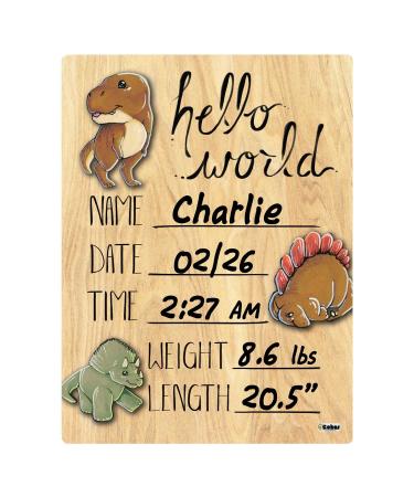 Cute Dinosaur Themed Newborn Baby Announcement Wood Sign - 5x7 Inches - Buy Online on GoSupps.com