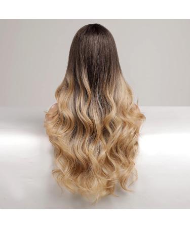 HAIRCUBE Long Ombre Blonde Lace Front Wigs for Women Brown to Blonde Natural Wavy Middle Parting Synthetic Wigs Lace Wigsâ¦ - Buy Online on GoSupps.com