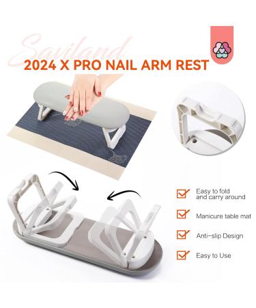 SAVILAND Foldable Nail Arm Rest | Soft Leather Nail Pillow & Non-Slip PVC Mat for Nail Techs | Essential Salon Accessory for Acrylic Nails - Buy Online on GoSupps.com