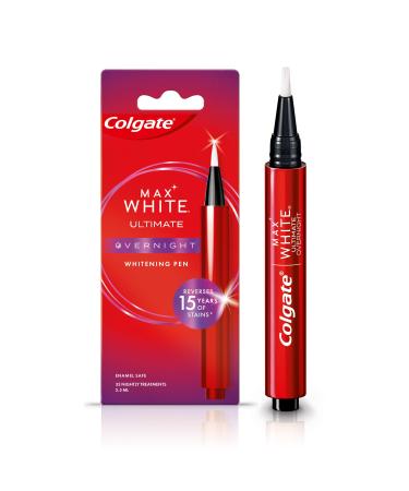 Colgate Max White Overnight Teeth Whitening Pen 2.5ml Teeth Whitening Gel Reverses 15 Years of Stains* Enough for 35 Nightly Treatments Enamel Safe Easy to Use Whiter Teeth While You Sleep - Buy Online on GoSupps.com