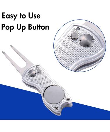Metal Foldable Golf Divot Tool 2-Pack with Magnetic Ball Marker (Fish Design) - Red & Silver - Buy Online on GoSupps.com