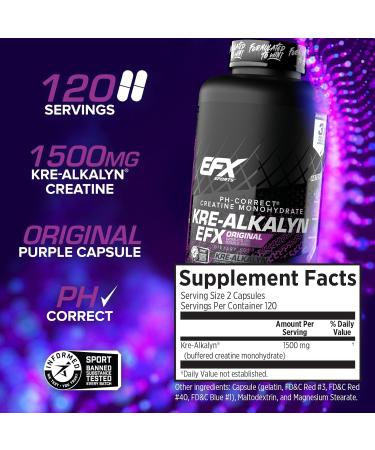 EFX Sports Kre-Alkalyn 240 Capsules - Powerful Muscle Performance & Recovery - Buy Online on GoSupps.com