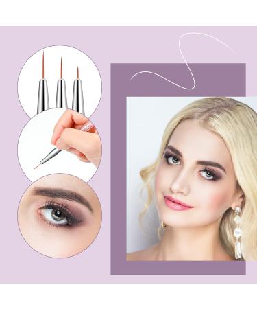 6-Piece Fine Point Eyeliner Brush Set - Gel Makeup Applicator for Precision Eye Makeup - Pink Purple & White - Buy Online on GoSupps.com