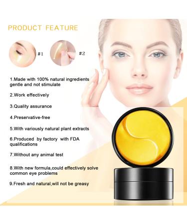 24K Gold Under Eye Patches - Collagen Eye Mask for Dark Circles, Puffiness & Wrinkles - 60pcs - Buy Online on GoSupps.com