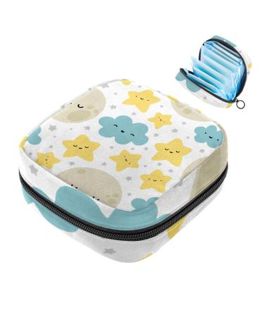 Women bands storage bags moon cloud star pattern portable menstrual pad bag pocket slip deposits tampons women bandage storage holder for women school office multi -colored 10