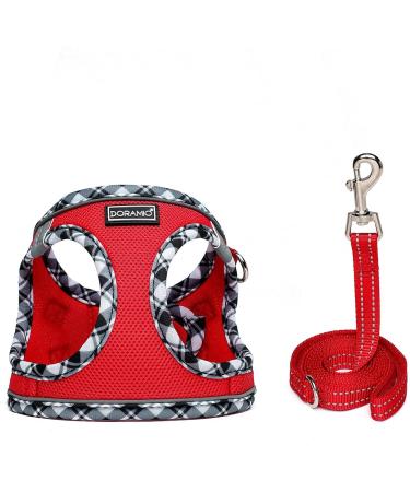 Doramio Dog Harness for Small Dogs | Reflective Breathable & Safe | Includes Leash | Perfect for Cats | Size L - Red - Buy Online on GoSupps.com