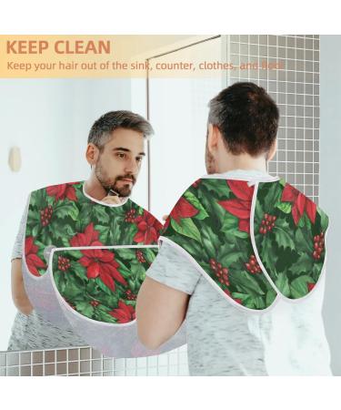 Christmas Flower Leaf Beard Bib Apron - Non-Stick Waterproof Hair Catcher for Men | Perfect Grooming Gift - Buy Online on GoSupps.com