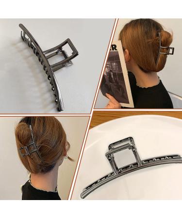 AIBEE Large Metal Hair Claw Clips 2023 - Stylish Big Jaw Clips for Women - 4 Pack Butterfly Hair Clips - Metallic Black - Buy Online on GoSupps.com