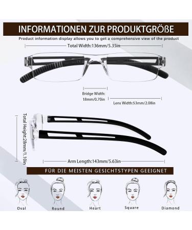 Cojwis 4er-Pack Frameworkless Reading Glasses - Anti-Blue Light Lightweight TR90 Glasses for Men & Women (1.50x) - Convenient & Stylish Black Reading Aid - Buy Online on GoSupps.com