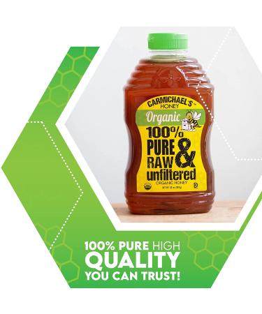 Carmichaels Organic Honey - USDA Certified Raw & Unfiltered Sweetener (32 oz) - Buy Online on GoSupps.com