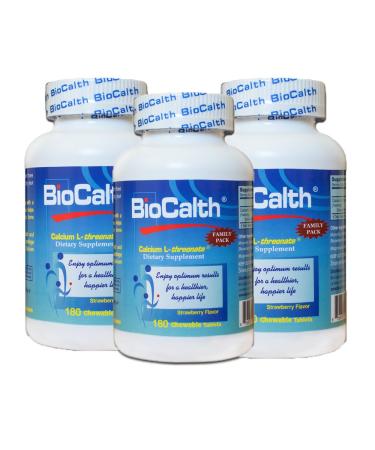BioCalth Chewable L-threonate Calcium Tablets Strawberry Flavor Patented Calcium Supplement