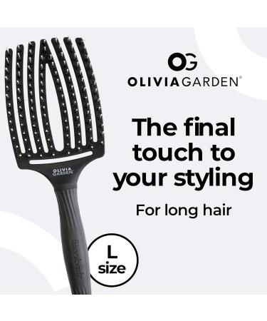Olivia Garden Fingerbrush - Large Black Brush with Boar & Nylon Bristles for Perfect Styling - International Shipping Available - Buy Online on GoSupps.com