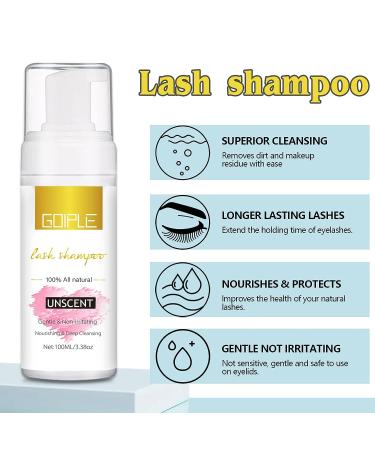 100ml Eyelash Extension Cleanser - Gentle Lash Mousse Shampoo for Natural & Extension Lashes - Professional Grade Makeup Remover - Buy Online on GoSupps.com